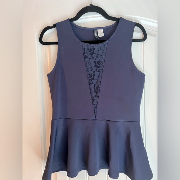 Peplum H&M top - navy blue - Picture 1 of 2